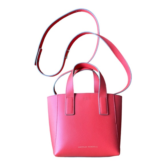 Loeffler Randall Ribbon Mini Leather Shopper Persimmon Red Convertible Crossbody - Picture 4 of 16